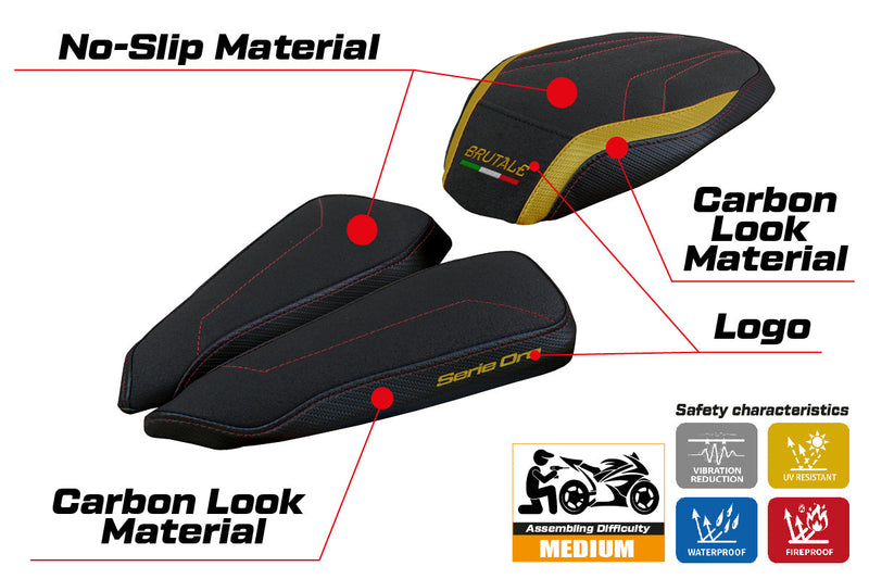 MV Agusta Brutale 1000RR 2020-2024 Seat Cover Tappezzeria Italia Ultragrip in Gold