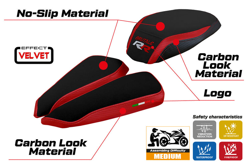 MV Agusta Brutale 1000RR 2020-2024 Seat Cover Tappezzeria Italia in Red and Black