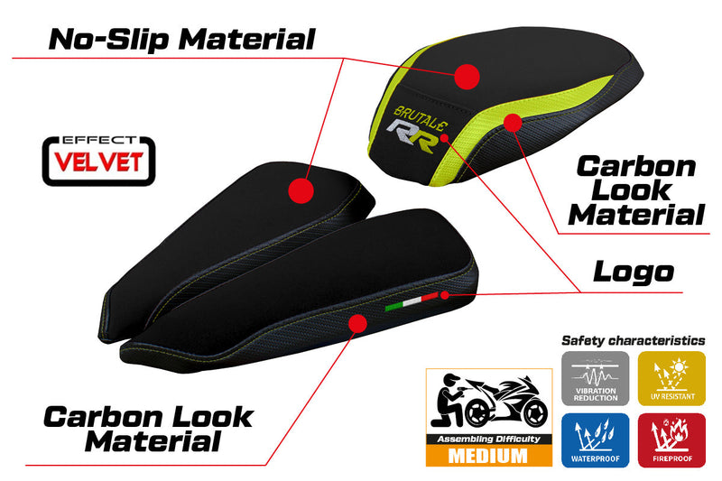 MV Agusta Brutale 1000RR 2020-2024 Seat Cover Tappezzeria Italia in Yellow and Black