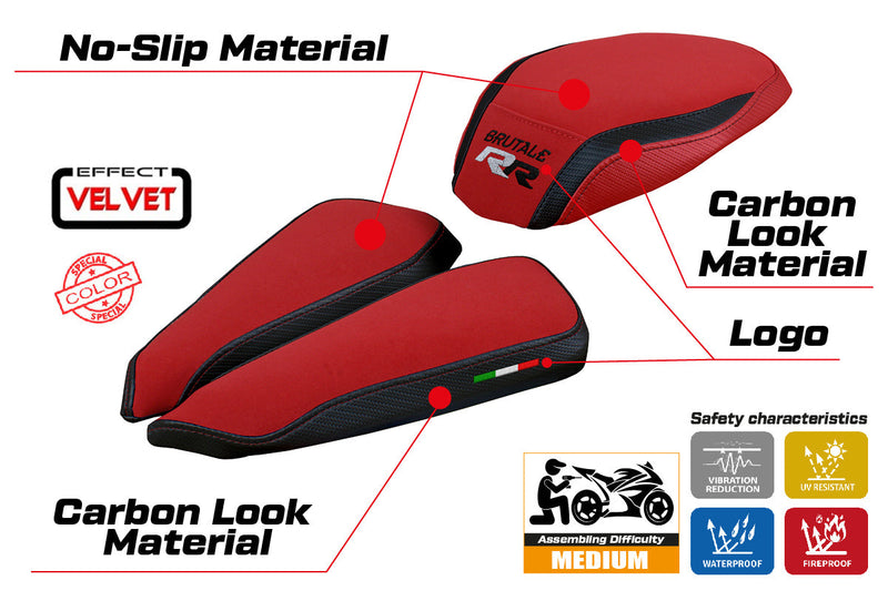 MV Agusta Brutale 1000RR 2020-2024 Seat Cover Tappezzeria Italia in Black Red