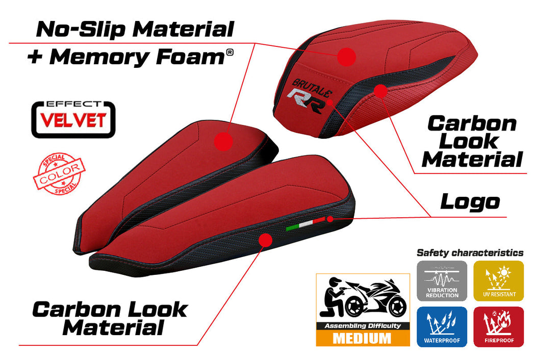 MV Agusta Brutale 1000RR 2020-2024 Seat Cover Tappezzeria Italia Comfort in Black and Red
