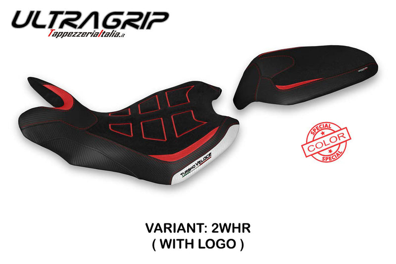MV Agusta Turismo Veloce 2021-2024 Seat Cover Tappezzeria Italia Ultragrip in White in Red SE