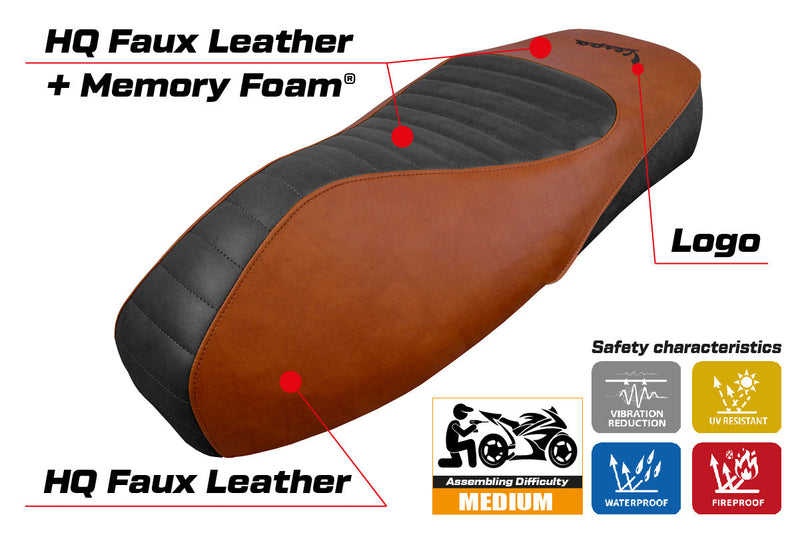 Vespa GTS 125 150 300 2009-2024 Seat Cover Tappezzeria Italia Comfort in Brown SE