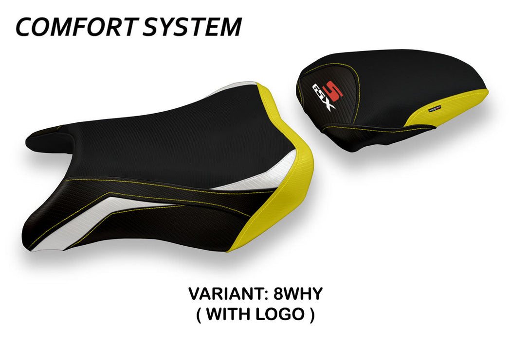 Suzuki GSXS 750 2017-2021 Seat Cover Tappezzeria Italia Comfort in White and Yellow