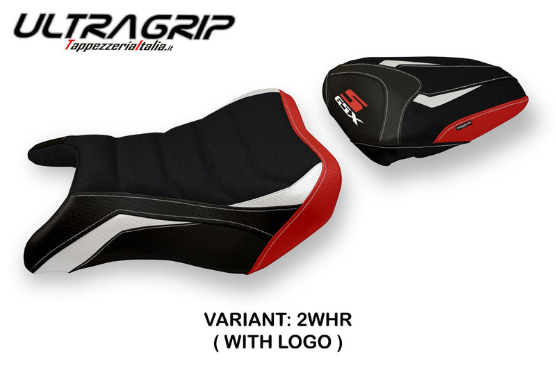 Suzuki GSXS 750 2017-2021 Seat Cover Tappezzeria Italia Ultragrip in White and Red