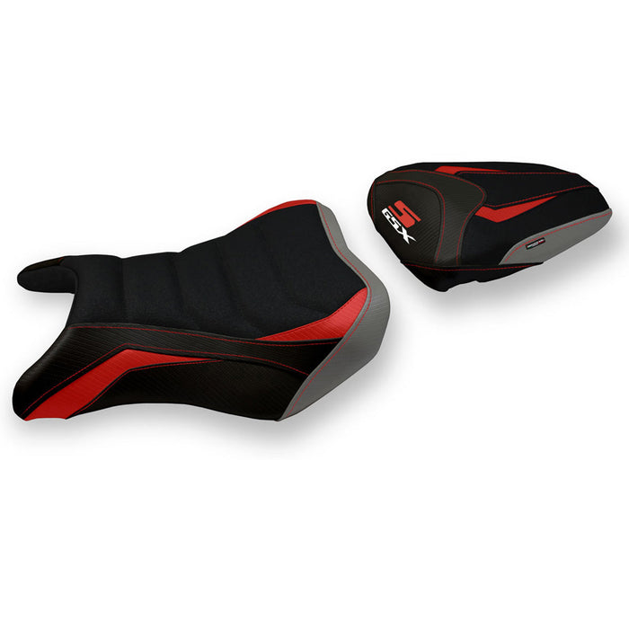 Suzuki GSXS 750 2017-2021 Seat Cover Tappezzeria Italia Ultragrip in Red and Grey
