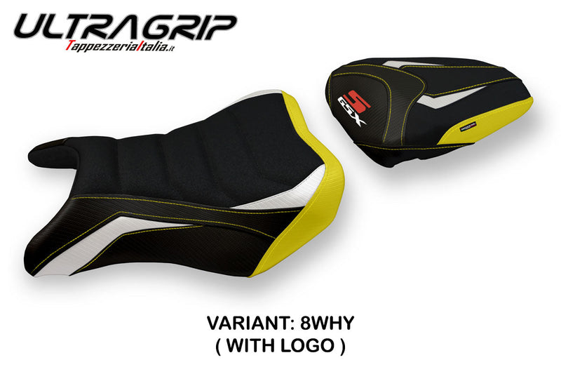 Suzuki GSXS 750 2017-2021 Seat Cover Tappezzeria Italia Ultragrip in White and Yellow