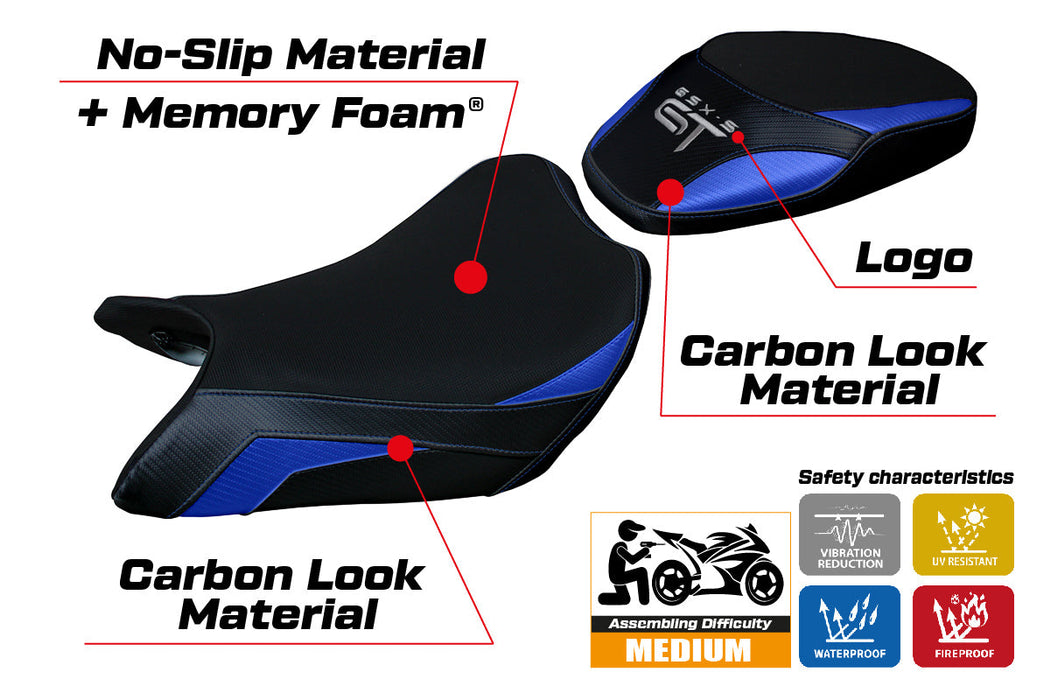 Suzuki GSXS 1000 GT 2021-2024 Seat Cover Tappezzeria Italia Comfort in Grey and Blue
