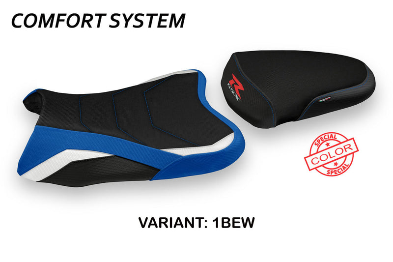 Suzuki GSXR 600 750 2008-2010 Seat Cover Tappezzeria Italia Comfort in Blue and White