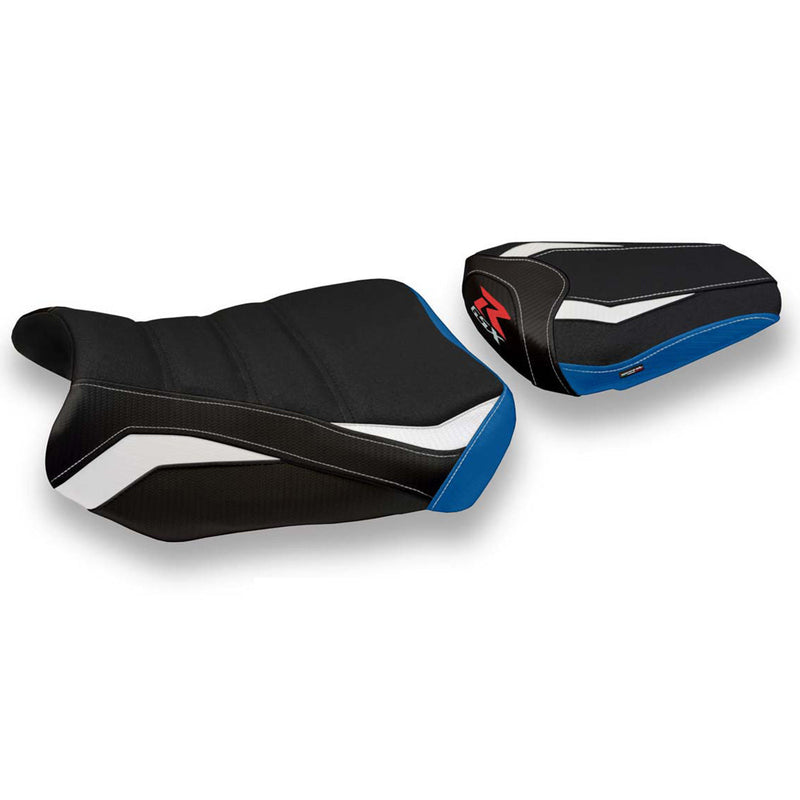 Suzuki GSXR 600 750 2011-2024 Seat Cover Tappezzeria Italia Ultragrip in White and Blue