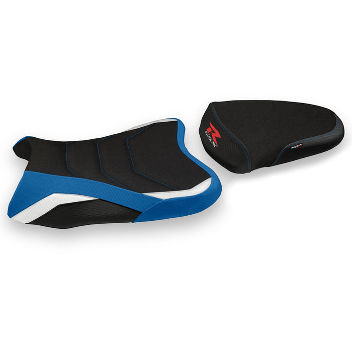Suzuki GSXR 1000 2007-2008 Seat Cover Tappezzeria Italia in Special Ultragrip Blue and White