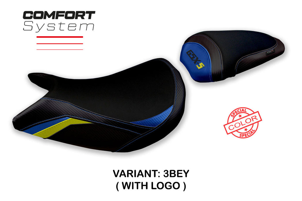 Suzuki GSXS 1000 2021-2024 Seat Cover Tappezzeria Italia Comfort in Blue and Yellow