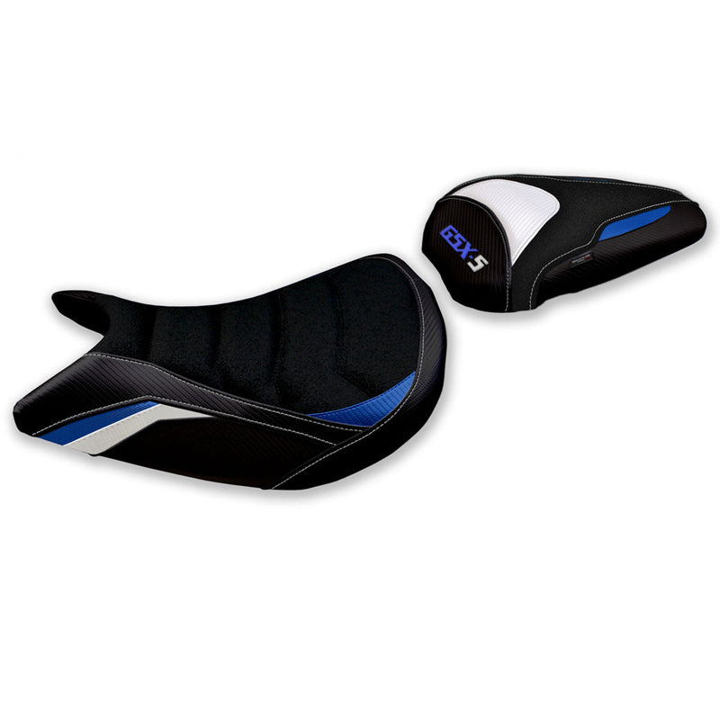 Suzuki GSXS 1000 2021-2024 Seat Cover Tappezzeria Italia Ultragrip in White and Blue
