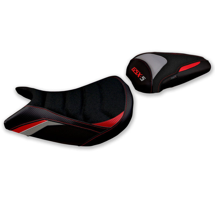 Suzuki GSXS 1000 2021-2024 Seat Cover Tappezzeria Italia Ultragrip in Red and Grey