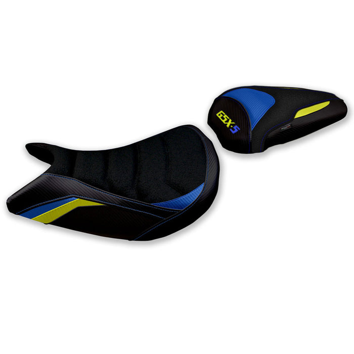Suzuki GSXS 1000 2021-2024 Seat Cover Tappezzeria Italia Ultragrip in Blue and Yellow
