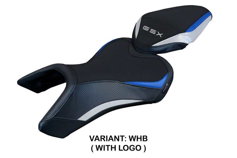 Suzuki GSX 8S-8R 2023 2024 Seat Cover Tappezzeria Italia in White Blue and Black