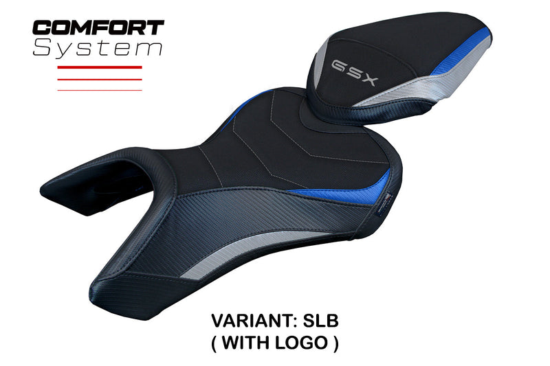 Suzuki GSX 8S-8R 2023 2024 Seat Cover Tappezzeria Italia Comfort in Silver Blue and Black