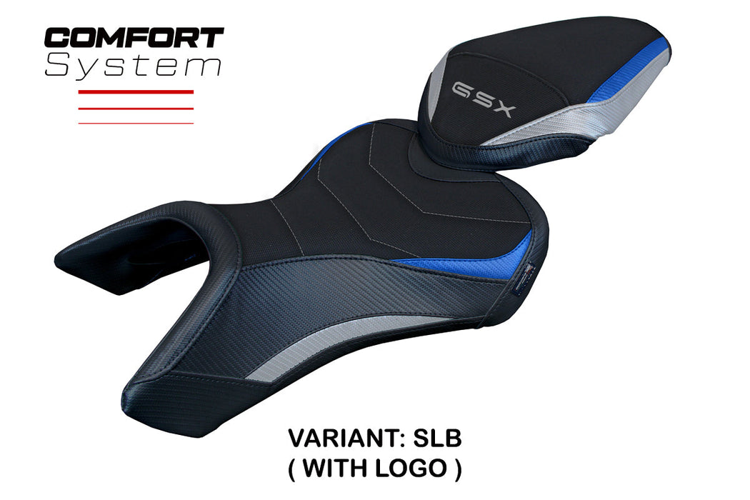 Suzuki GSX 8S-8R 2023 2024 Seat Cover Tappezzeria Italia Comfort in Silver Blue and Black