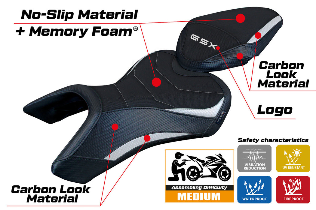 Suzuki GSX 8S-8R 2023 2024 Seat Cover Tappezzeria Italia Comfort in White and Black