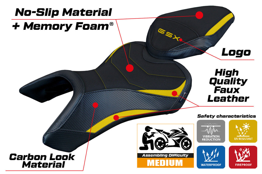 Suzuki GSX 8S-8R 2023 2024 Seat Cover Tappezzeria Italia Comfort in Yellow and Black