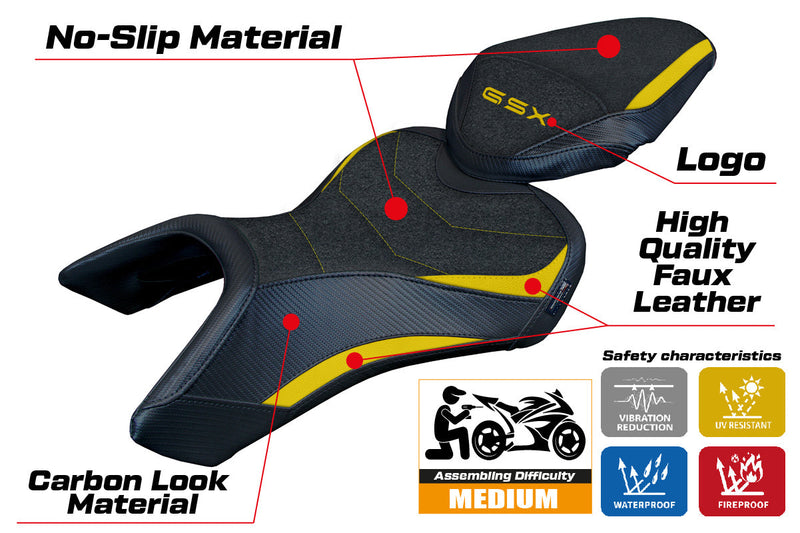 Suzuki GSX 8S-8R 2023 2024 Seat Cover Tappezzeria Italia Ultragrip in Yellow and Black
