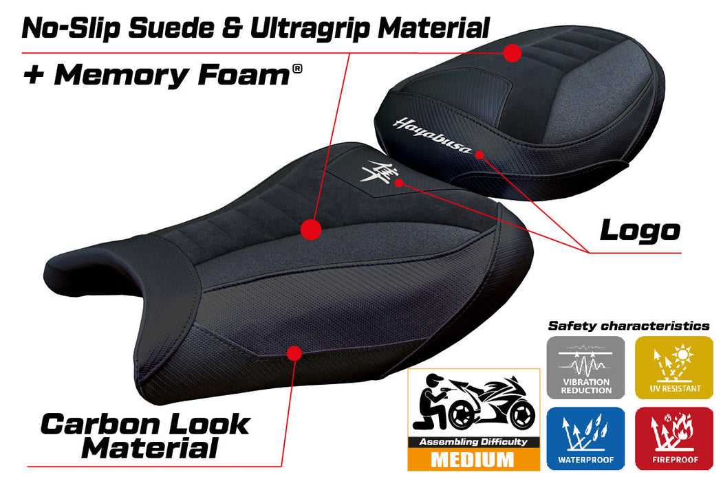 Suzuki Hayabusa 2008-2020 Seat Cover Tappezzeria Italia Comfort Ultragrip in Suede Black