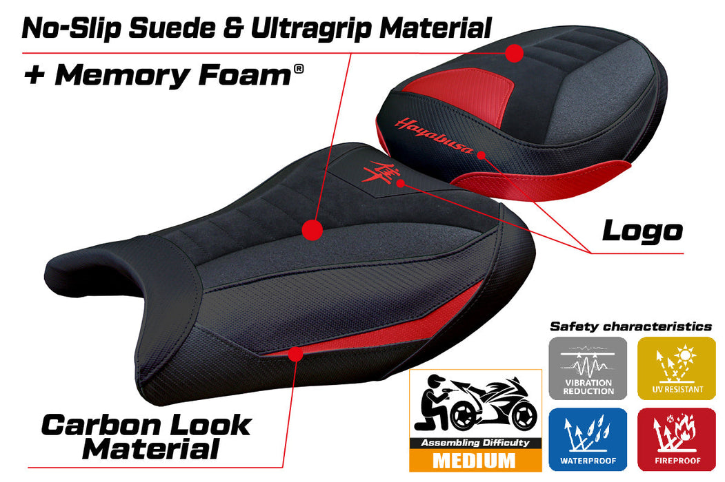 Suzuki Hayabusa 2008-2020 Seat Cover Tappezzeria Italia Comfort Ultragrip in Suede Red