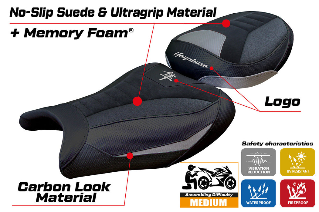 Suzuki Hayabusa 2008-2020 Seat Cover Tappezzeria Italia Comfort Ultragrip in Suede Grey