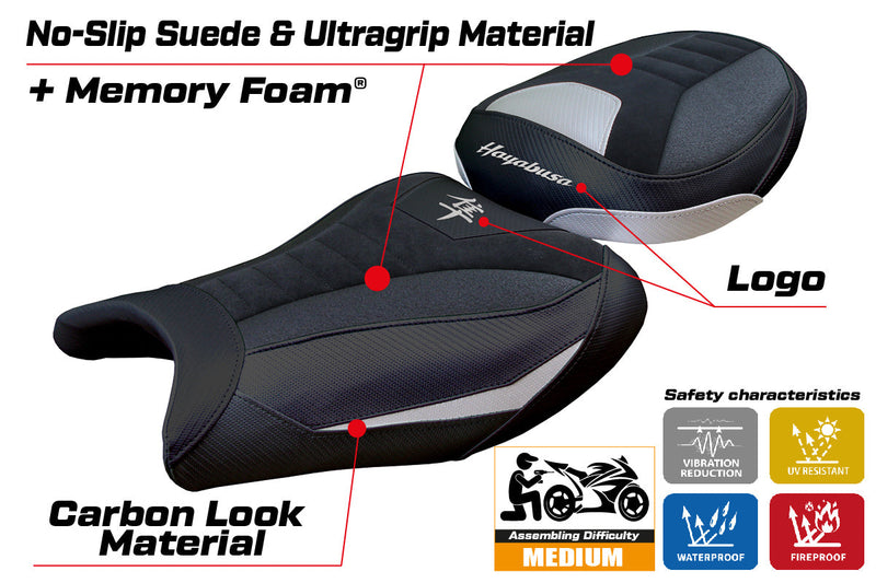 Suzuki Hayabusa 2008-2020 Seat Cover Tappezzeria Italia Comfort Ultragrip in Suede Silver