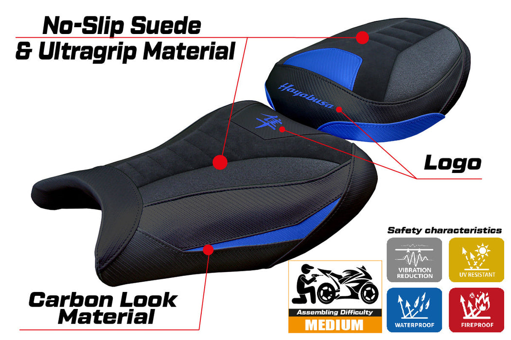 Suzuki Hayabusa 2008-2020 Seat Cover Tappezzeria Italia Ultragrip in Suede Blue