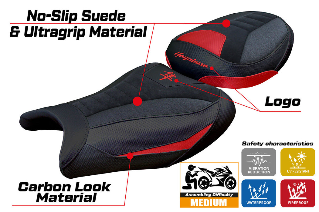 Suzuki Hayabusa 2008-2020 Seat Cover Tappezzeria Italia Ultragrip in Suede Red