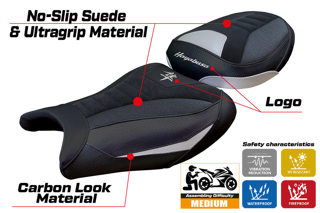 Suzuki Hayabusa 2008-2020 Seat Cover Tappezzeria Italia Ultragrip in Suede Silver