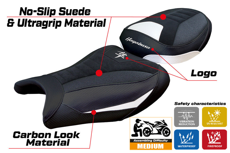 Suzuki Hayabusa 2008-2020 Seat Cover Tappezzeria Italia Ultragrip in Suede White