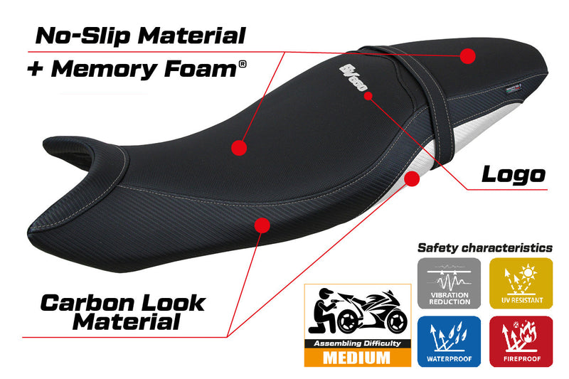 Suzuki SV650 2016-2024 Seat Cover Tappezzeria Italia Comfort in White
