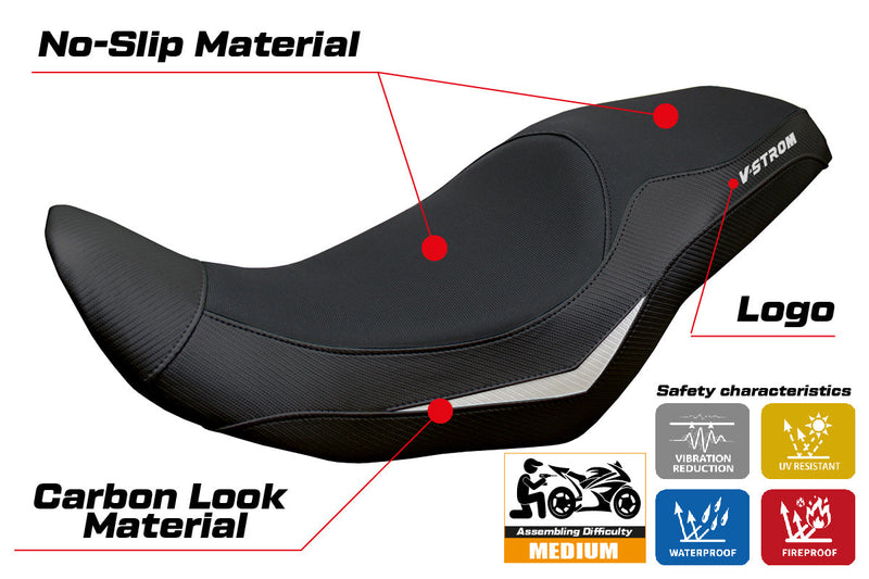 Suzuki V-Strom 800 DE SE 2023-2025 Seat Cover Tappezzeria Black White