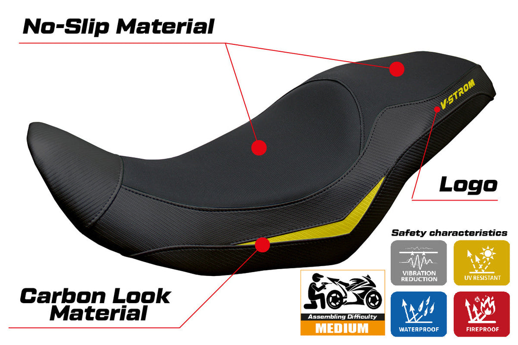 Suzuki V-Strom 800 DE SE 2023-2025 Seat Cover Tappezzeria Black Yellow