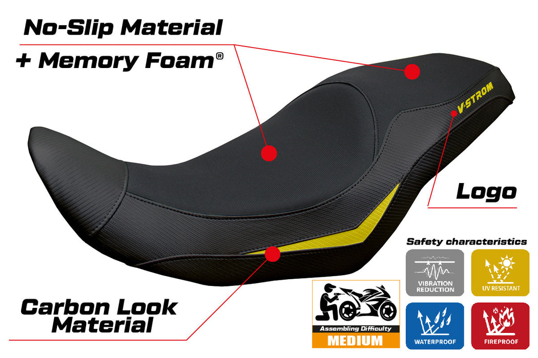 Suzuki V-Strom 800 DE SE 2023-2025 Seat Cover Tappezzeria Comfort Black Yellow