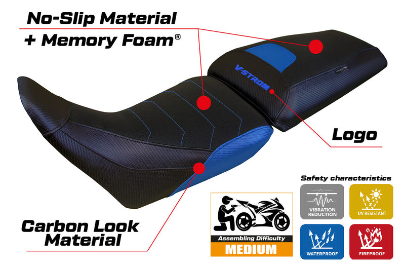 Suzuki V-Strom 1050 2020-2024 Seat Cover Tappezzeria Italia Comfort in Blue