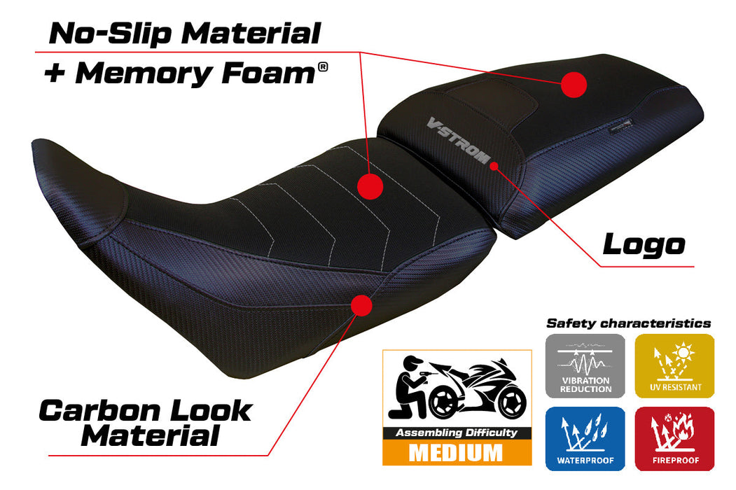 Suzuki V-Strom 1050 2020-2024 Seat Cover Tappezzeria Italia Comfort in Black