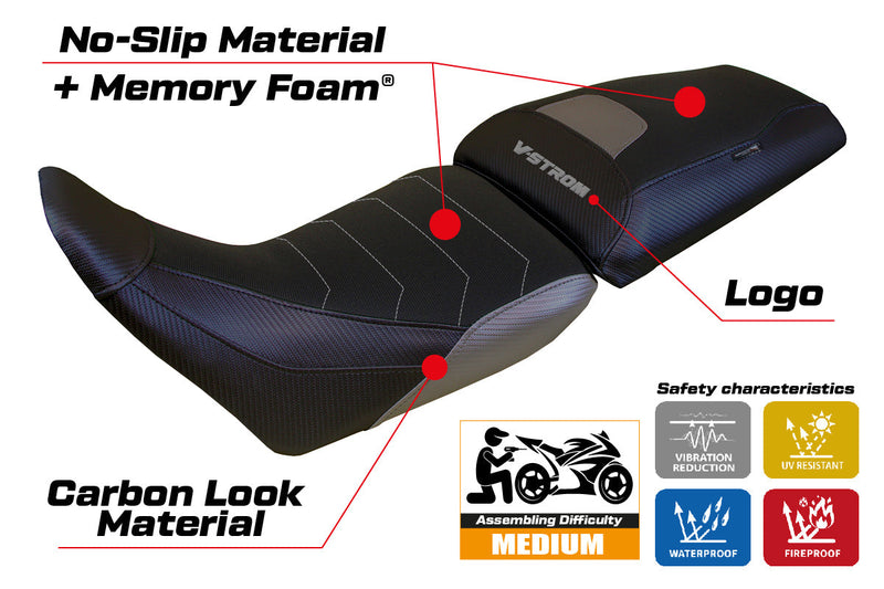 Suzuki V-Strom 1050 2020-2024 Seat Cover Tappezzeria Italia Comfort in Grey
