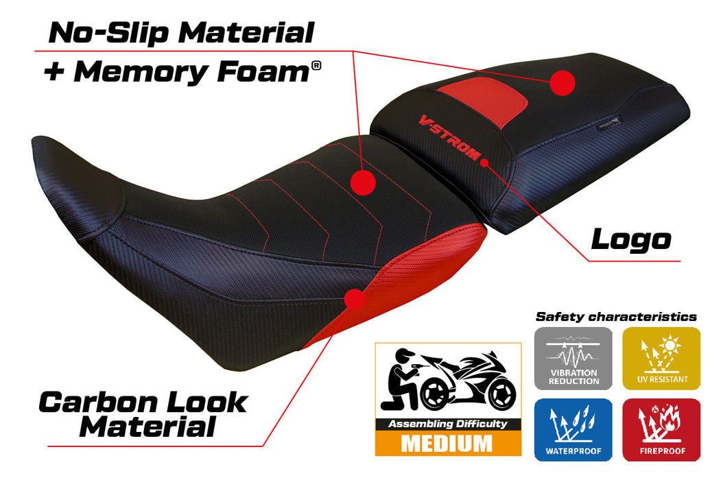 Suzuki V-Strom 1050 2020-2024 Seat Cover Tappezzeria Italia Comfort in Red