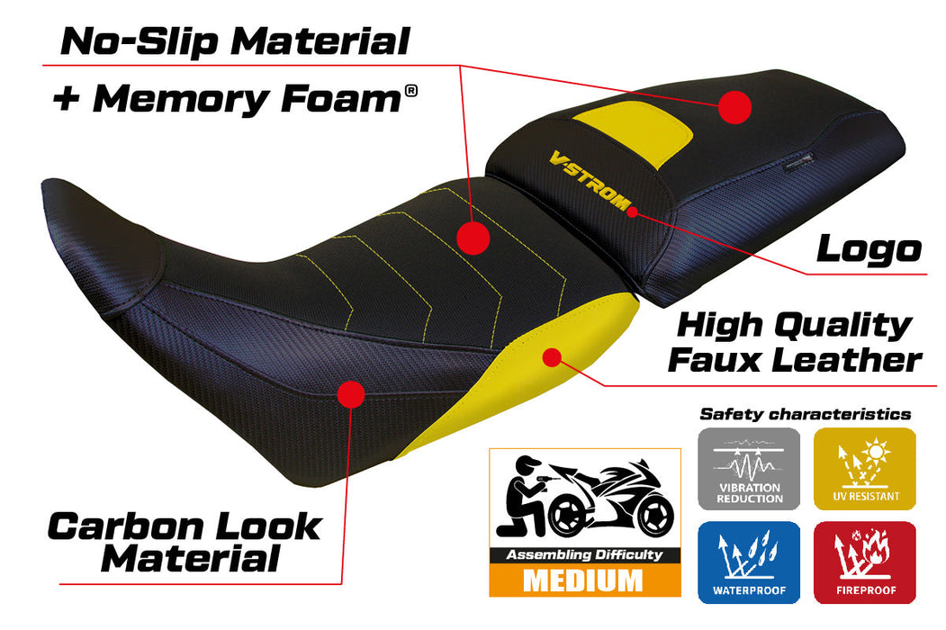 Suzuki V-Strom 1050 2020-2024 Seat Cover Tappezzeria Italia Comfort in Yellow