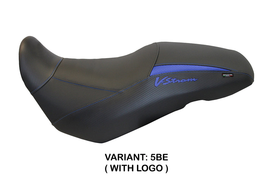 Suzuki VStrom 650 2017-2024 Seat Cover Tappezzeria Italia in Blue and Black