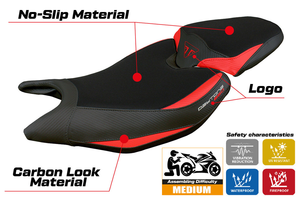 Triumph Daytona 660 2024 Seat Cover Tappezzeria Red Black
