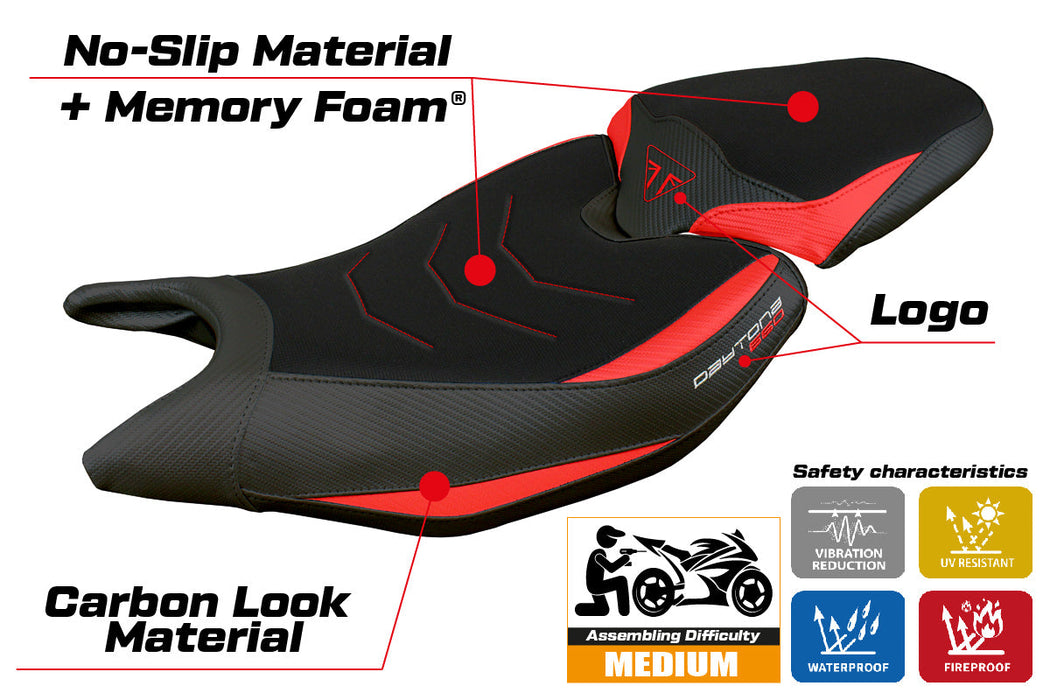 Triumph Daytona 660 2024 Seat Cover Tappezzeria Comfort Red Black