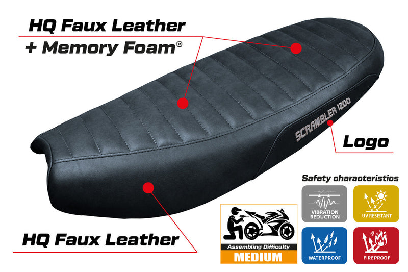 Triumph Scrambler 1200 2019-2024 Seat Cover Tappezzeria Italia Comfort in Black