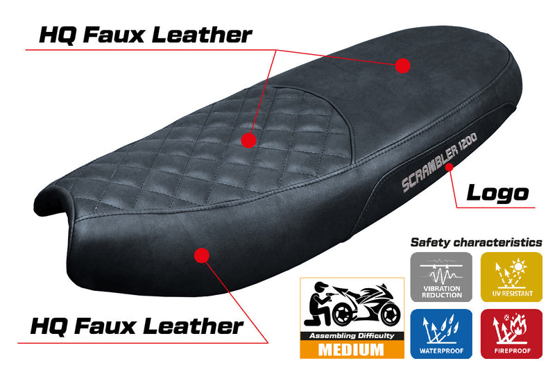 Triumph Scrambler 1200 2019-2024 Seat Cover Tappezzeria Italia in Black SE