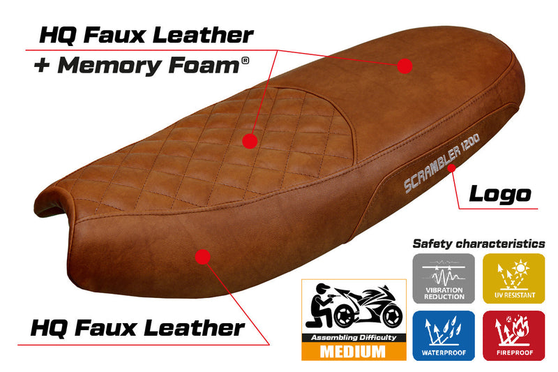 Triumph Scrambler 1200 2019-2024 Seat Cover Tappezzeria Italia Comfort in Brown SE