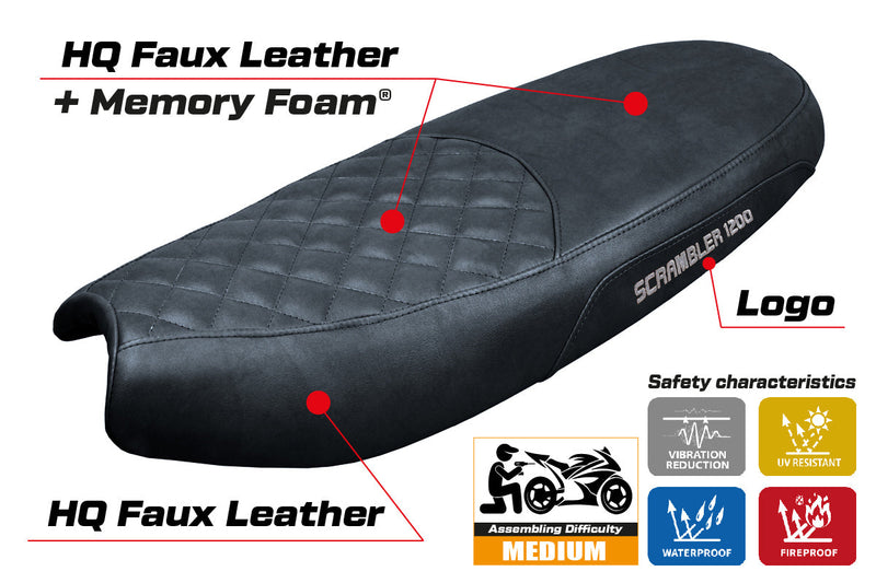 Triumph Scrambler 1200 2019-2024 Seat Cover Tappezzeria Italia  Comfort in Black SE