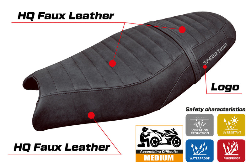 Triumph Speed Twin 900 2019-2024 Seat Cover Tappezzeria Italia in Black